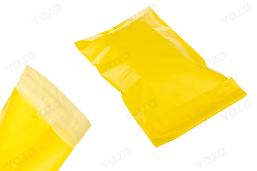 Sachets de transport de courrier 170 x 300 mm PE imperméable à l'eau avec fermeture auto-adhésive en couleur jaune - 100 pcs Sachets de transport de courrier 170 x 300 mm PE imperméable à l'eau avec fermeture auto-adhésive en couleur jaune - 100 pcs-photo_produit