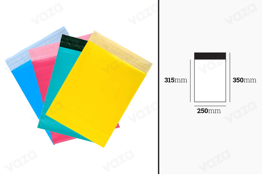Self-seal adhesive waterproof PE courier bags in size 250x350mm. avaiable in different colours - 100 pcs Self-seal adhesive waterproof PE courier bags in size 250x350mm. avaiable in different colours - 100 pcs-image_dimensions