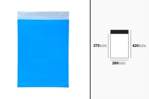 Blue self-seal adhesive waterproof PE courier bags in size 280x420 mm - 100 pcs-2