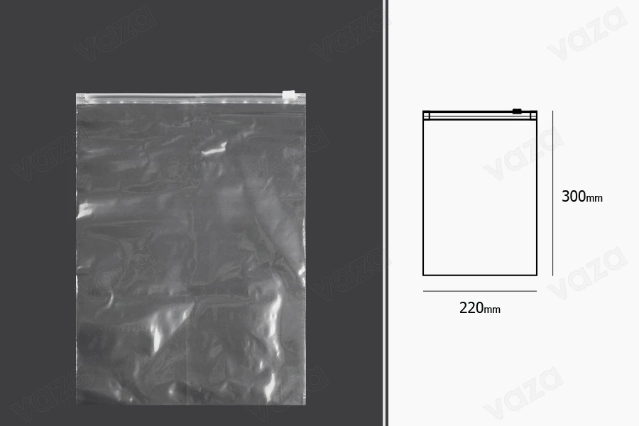 Σακουλάκια PE με φερμουάρ 220x300 mm - 50 τμχ Σακουλάκια PE με φερμουάρ 220x300 mm - 50 τμχ-εικόνα_διαστάσεις