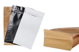 Aluminiumbeutel vom Typ Doy Pack, Verschluss mit Heißsiegelung, Öffnung mit Sicherheitsband und Verwendung des Reißverschlusses 135x80x265mm - 3 Farben-3