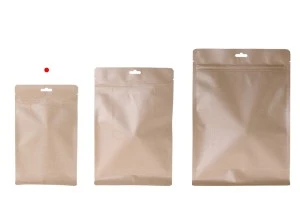Sachets en papier kraft de type Doypack, avec fermeture zip, revêtement intérieur en aluminium et possibilité de thermoscellage 140 x 70 x 230 mm - 50 pcs-3