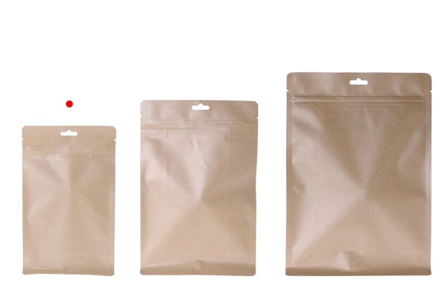 Σακουλάκια κραφτ τύπου Doy Pack, με κλείσιμο "zip", εσωτερική επένδυση αλουμινίου και δυνατότητα σφράγισης με θερμοκόλληση 140x70x230 mm - 50 τμχ