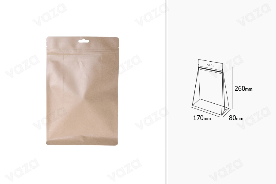 Taschen Kraft Formel Doy Pack-Verschluss „zip“, Aluminium Innenauskleidung und verschließbare durch Hitze 170x80x 260 mm - 50 Stück-bildabmessungen