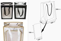 Χάρτινη τσάντα δώρου 180x130x250 mm με παράθυρο και κορδέλα για χερούλι - 12 τμχ