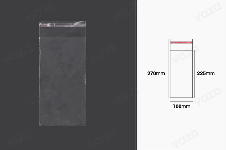 Transparente Beutel mit Selbstklebeverschluss 100x270mm - 1000 Stück-produktbild