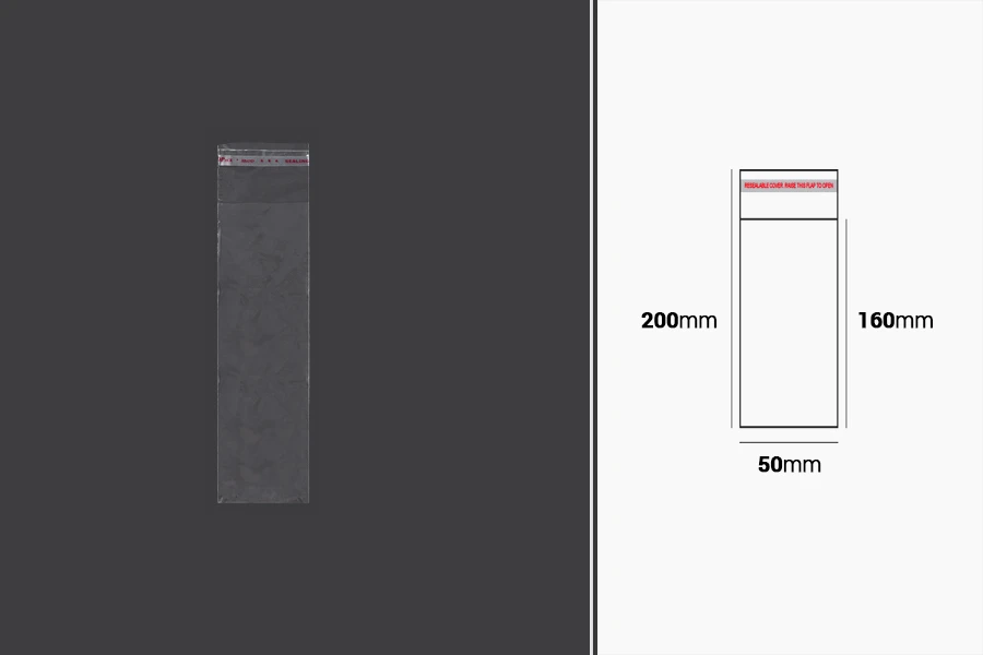Sachets transparents avec fermeture auto-adhésive 50 x 200 mm - 1000 pcs