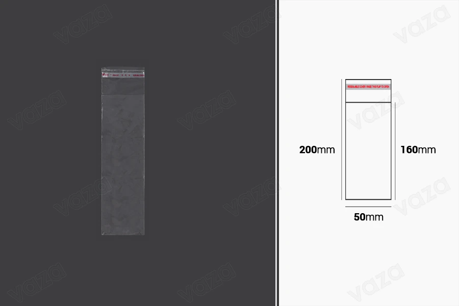 Bustine trasparenti con chiusura autoadesiva 50x200 mm  - 1000 pezzi-immagine_prodotto
