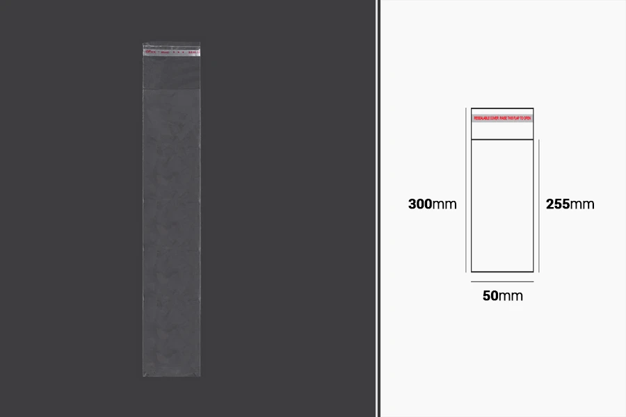 Transparente Beutel mit selbstklebendem Verschluss 50x300mm - 1000 Stck Transparente Beutel mit selbstklebendem Verschluss 50x300mm - 1000 Stck