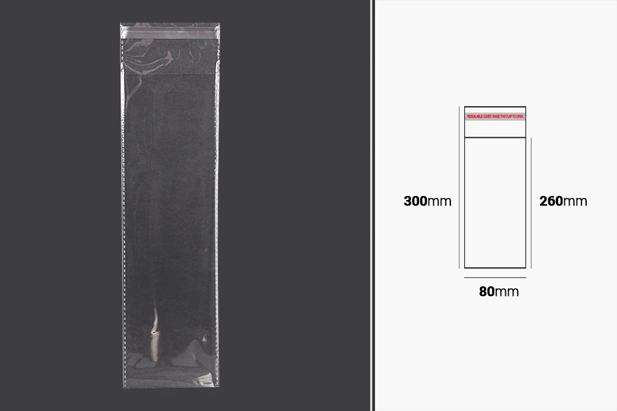 Transparente Beutel mit Selbstklebeverschluss 80x300mm - 1000 Stück