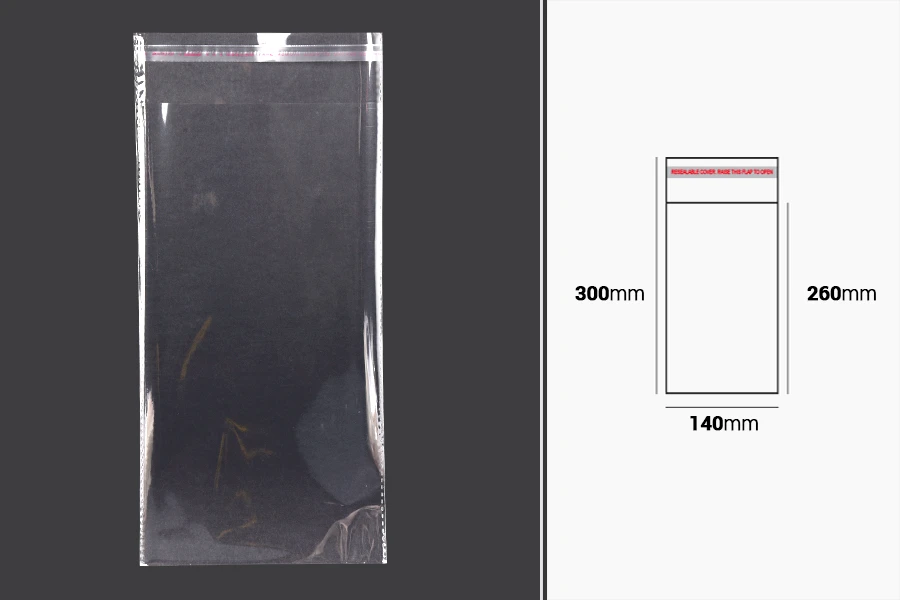 Sachets transparents avec fermeture auto-adhésive 140 x 300 mm - 1000 pcs Sachets transparents avec fermeture auto-adhésive 140 x 300 mm - 1000 pcs
