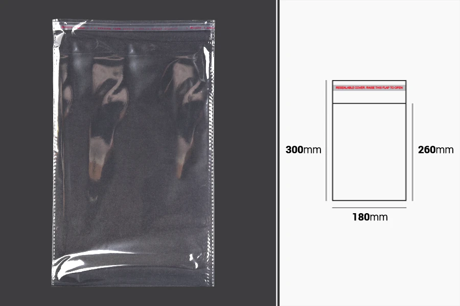Sachets transparents avec fermeture auto-adhésive 180 x 300 mm - 1000 pcs Sachets transparents avec fermeture auto-adhésive 180 x 300 mm - 1000 pcs