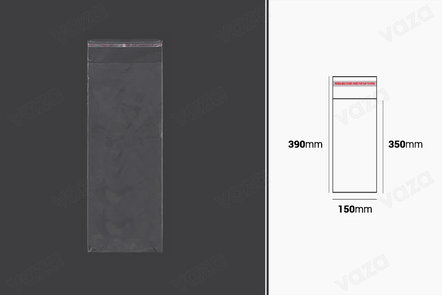 Qese transparente me mbyllje me ngjitje 150x390 mm - 1000 copë Qese transparente me mbyllje me ngjitje 150x390 mm - 1000 copë-εικόνα_προϊοντική
