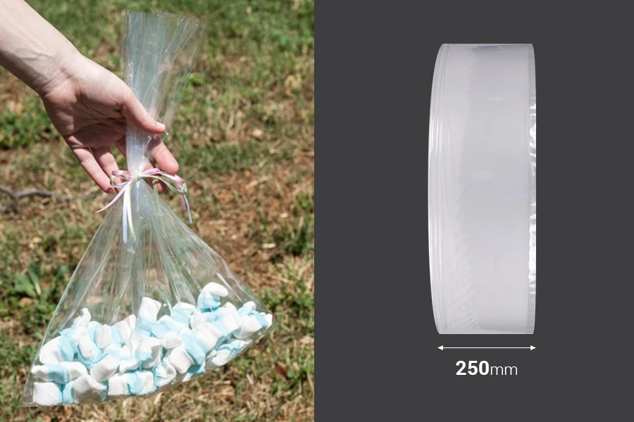 Σακουλάκια - φιλμ συρρίκνωσης (POF shrink) - πλάτος 250 mm, ρολό 2000 μέτρων