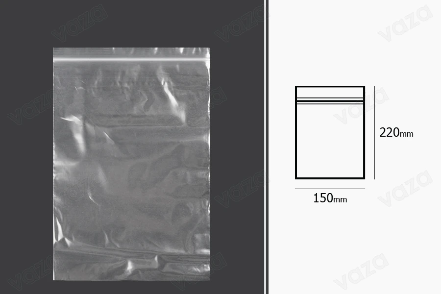 Transparent zip lock plastic bags in size 150x220 mm - 100 pcs Transparent zip lock plastic bags in size 150x220 mm - 100 pcs-image_dimensions