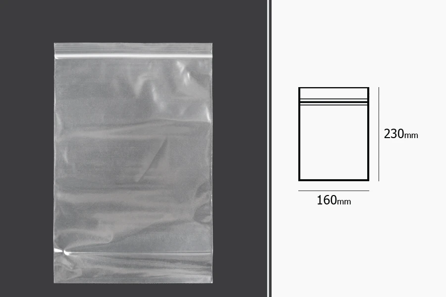 Σακουλάκια με κλείσιμο zip 160x230 mm διαφανή πλαστικά - 100 τμχ