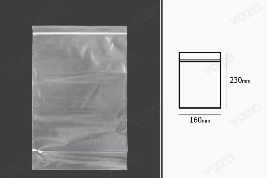 Plastikbeutel mit Druckverschluss 160x230 mm -100 Stücke-bildabmessungen