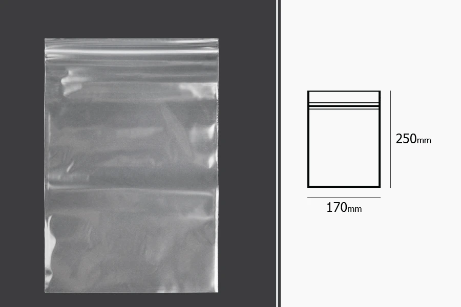 Σακουλάκια με κλείσιμο zip 170x250 mm διαφανή πλαστικά - 100 τμχ