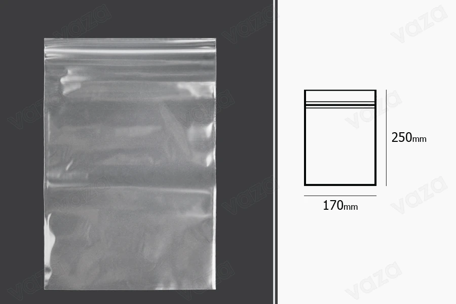 Σακουλάκια με κλείσιμο zip 170x250 mm διαφανή πλαστικά - 100 τμχ-εικόνα_διαστάσεις