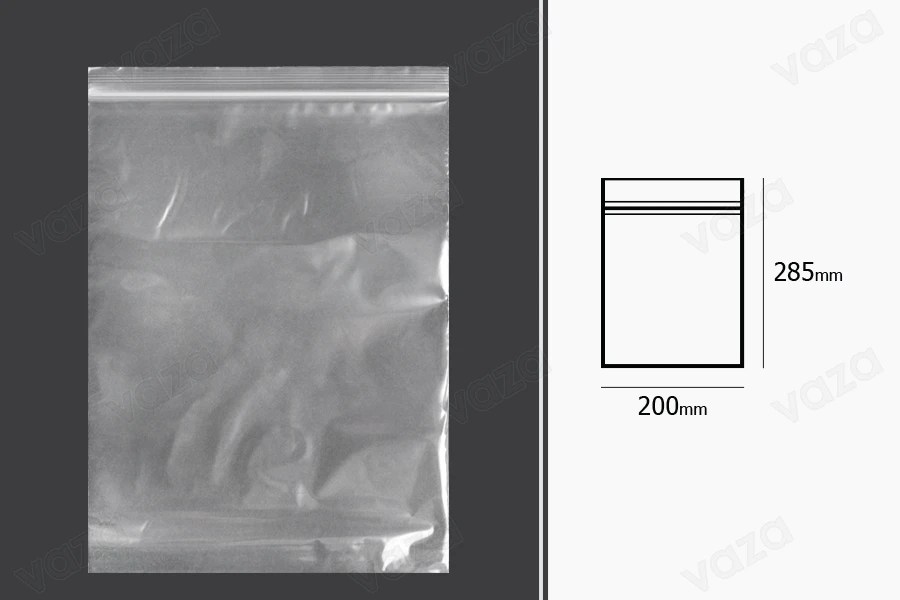 Σακουλάκια με κλείσιμο zip 200x285 mm διαφανή πλαστικά - 100 τμχ Σακουλάκια με κλείσιμο zip 200x285 mm διαφανή πλαστικά - 100 τμχ-εικόνα_διαστάσεις
