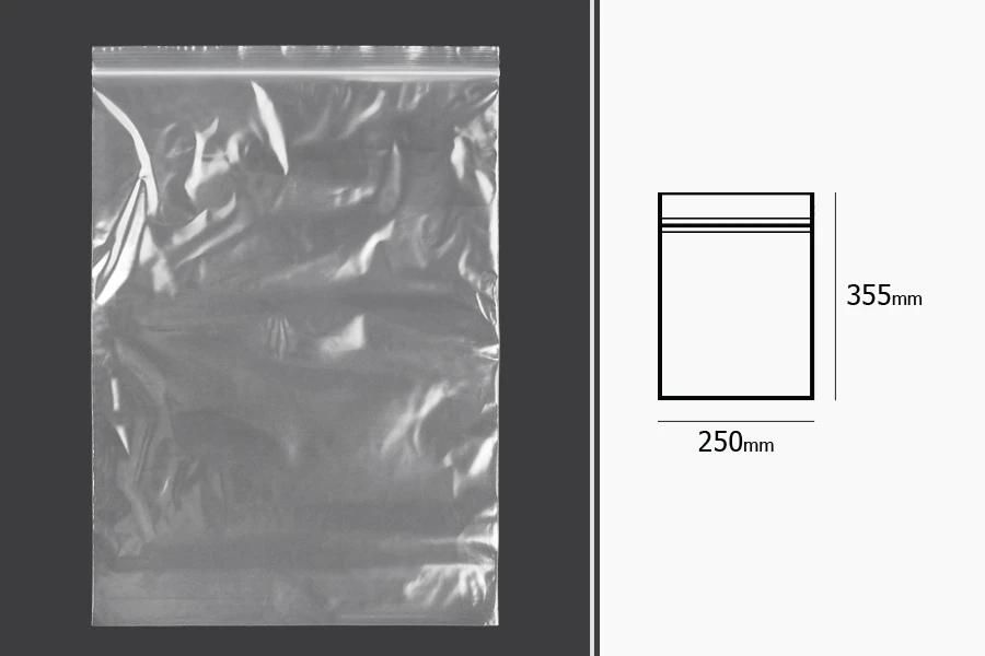 Bustine di plastica con chiusura a zip  250x355 mm trasparenti – 100 pz