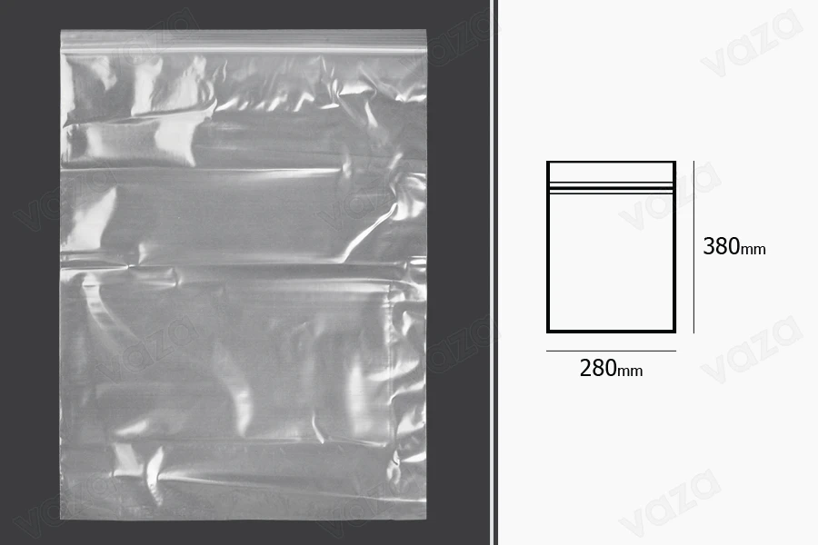 Sachets en plastique avec fermeture éclair 280 x 380 mm - 100 pcs Sachets en plastique avec fermeture éclair 280 x 380 mm - 100 pcs-εικόνα_διαστάσεις