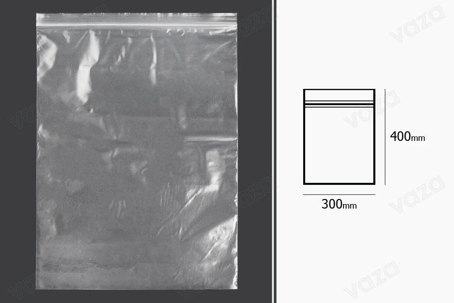 Σακουλάκια με κλείσιμο zip 300x400 mm διαφανή πλαστικά - 100 τμχ-εικόνα_διαστάσεις