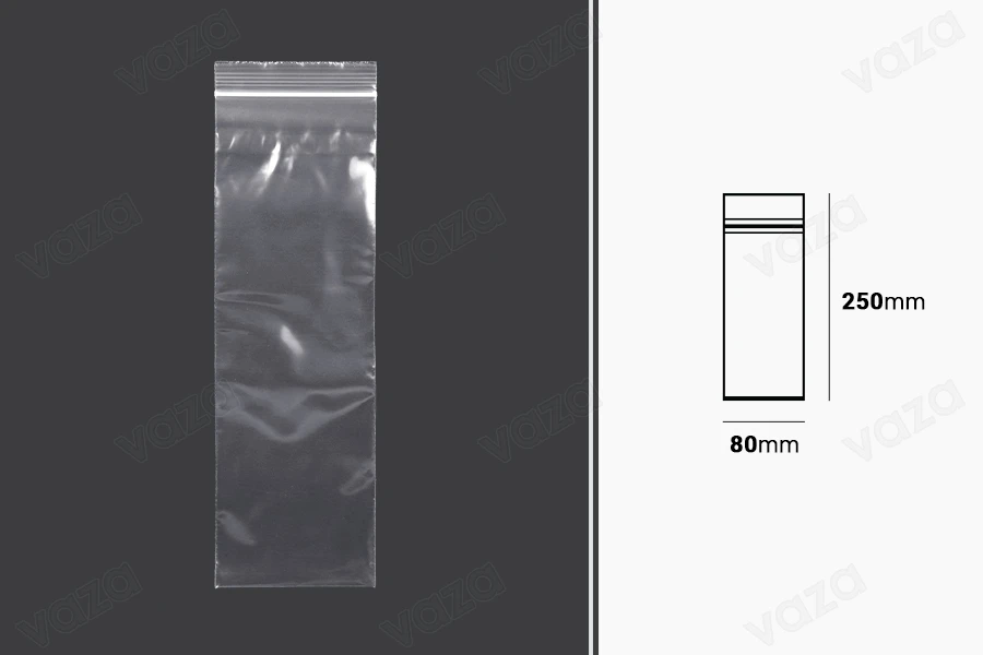 Σακουλάκια με κλείσιμο zip 80x250 mm διαφανή πλαστικά - 100 τμχ Σακουλάκια με κλείσιμο zip 80x250 mm διαφανή πλαστικά - 100 τμχ-εικόνα_διαστάσεις
