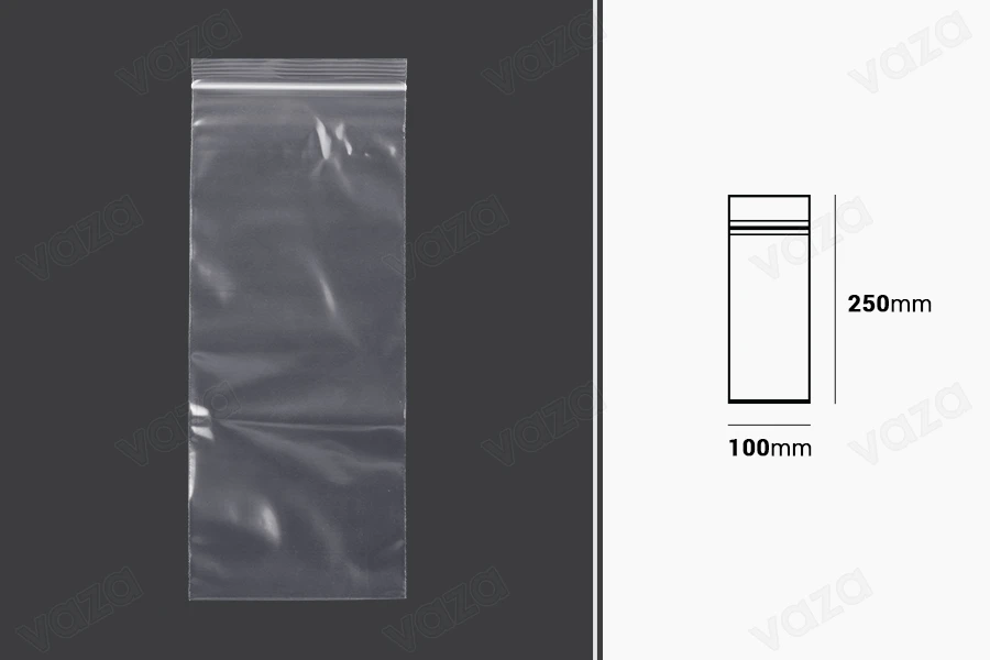 Σακουλάκια με κλείσιμο zip 100x250 mm διαφανή πλαστικά - 100 τμχ Σακουλάκια με κλείσιμο zip 100x250 mm διαφανή πλαστικά - 100 τμχ-εικόνα_διαστάσεις