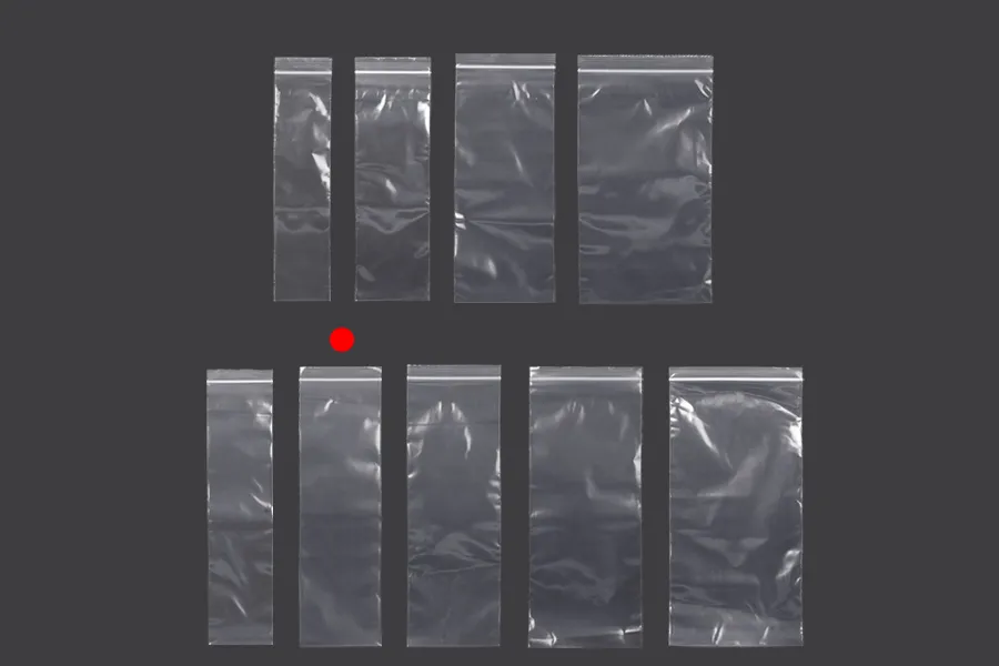 Bustine di plastica con chiusura a zip  90x330 mm trasparenti – 100 pz