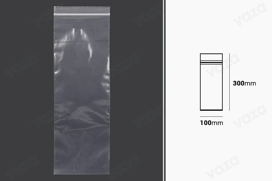 Σακουλάκια με κλείσιμο zip 100x300 mm διαφανή πλαστικά - 100 τμχ Σακουλάκια με κλείσιμο zip 100x300 mm διαφανή πλαστικά - 100 τμχ-εικόνα_διαστάσεις