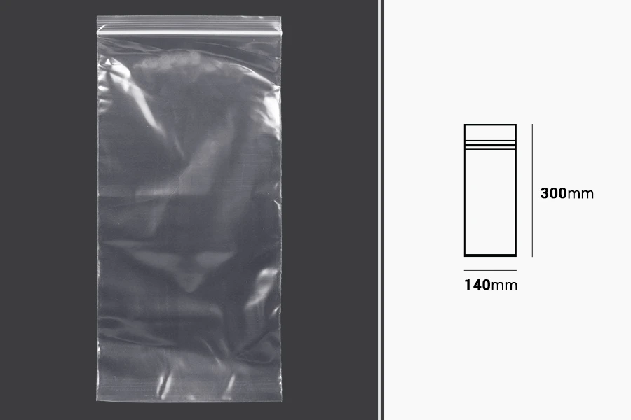 Bustine di plastica con chiusura a zip  140x300 mm trasparenti – 100 pz
