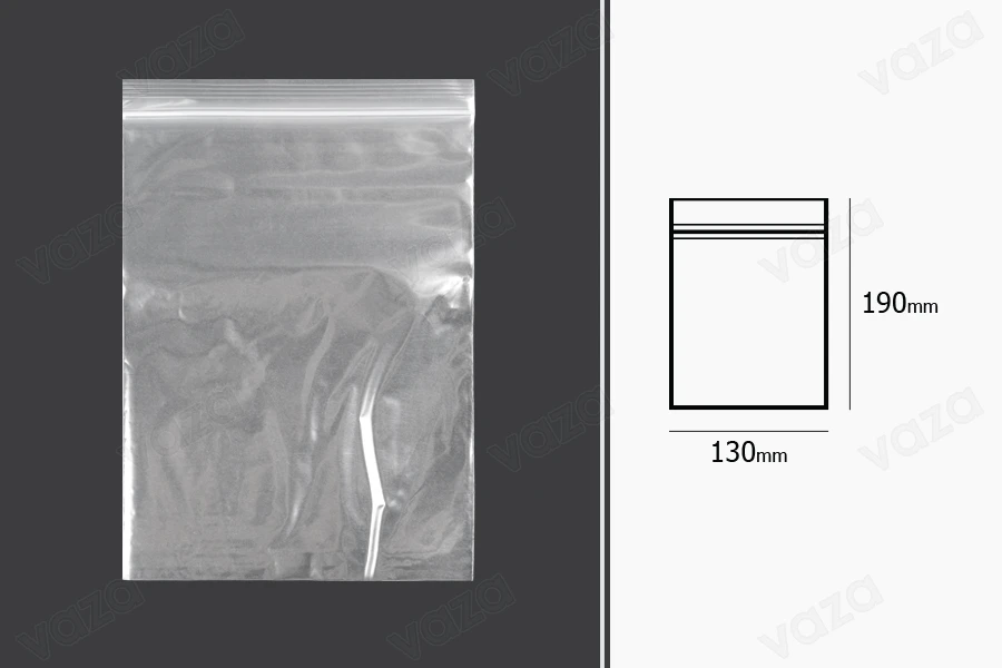 Σακουλάκια με κλείσιμο zip 130x190 mm διαφανή πλαστικά - 100 τμχ-εικόνα_διαστάσεις