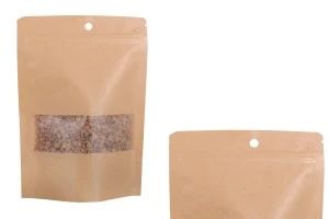 Standbodenbeutel aus Kraftpapier mit Druckverschluss, Sichtfenster, verschließbar durch Schweißgerät 140x30x200mm - 100 Stücke-4