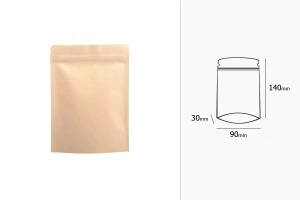 Sachets en papier kraft de type Doypack, avec fermeture zip, revêtement intérieur en aluminium et possibilité de fermeture par thermoscellage 90 x 30 x 140 mm - 50 pcs-2