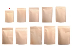 Sachets en papier kraft de type Doypack, avec fermeture zip, revêtement intérieur en aluminium et possibilité de fermeture par thermoscellage 90 x 30 x 140 mm - 50 pcs-6