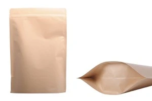 Sachets en papier kraft de type Doypack, avec fermeture zip, revêtement intérieur en aluminium et possibilité de fermeture par thermoscellage 200 x 50 x 300 mm - 50 pcs-1