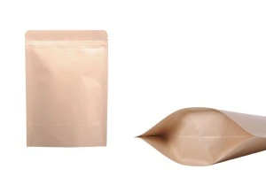 Sachets en papier kraft de type Doypack, avec fermeture zip, revêtement intérieur en aluminium et possibilité de fermeture par thermoscellage 130 x 40 x 185 mm - 50 pcs-1