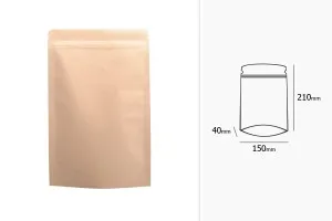 Sachets en papier kraft de type Doypack, avec fermeture zip, revêtement intérieur en aluminium et possibilité de fermeture par thermoscellage 150 x 40 x 210 mm - 50 pcs-2