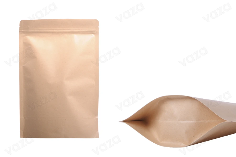 Sacchetti in carta kraft tipo Doy Pack, con chiusura a zip, fodera interna in alluminio e possibilità di sigillare con termosaldatura 150x40x240 mm – 50 pz Sacchetti in carta kraft tipo Doy Pack, con chiusura a zip, fodera interna in alluminio e possibilità di sigillare con termosaldatura 150x40x240 mm – 50 pz-εικόνα_προϊοντική