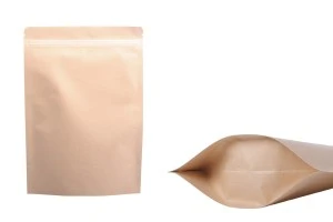 Sachets en papier kraft de type Doypack, avec fermeture zip, revêtement intérieur en aluminium et possibilité de fermeture par thermoscellage 170 x 40 x 240 mm - 50 pcs-1