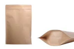Sachets en papier kraft de type Doypack, avec fermeture zip, revêtement intérieur en aluminium et possibilité de fermeture par thermoscellage 180 x 40 x 260 mm - 50 pcs-1