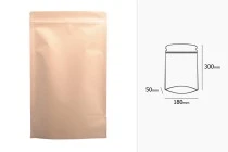 Σακουλάκια κραφτ τύπου Doy Pack, με κλείσιμο "zip", εσωτερική επένδυση αλουμινίου και δυνατότητα σφράγισης με θερμοκόλληση 180x50x300 mm - 50 τμχ