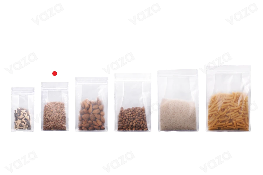 Σακουλάκια τύπου Doy Pack διάφανα με κλείσιμο "zip" και δυνατότητα σφράγισης με θερμοκόλληση 120x60x220 mm - 50 τμχ Σακουλάκια τύπου Doy Pack διάφανα με κλείσιμο "zip" και δυνατότητα σφράγισης με θερμοκόλληση 120x60x220 mm - 50 τμχ-