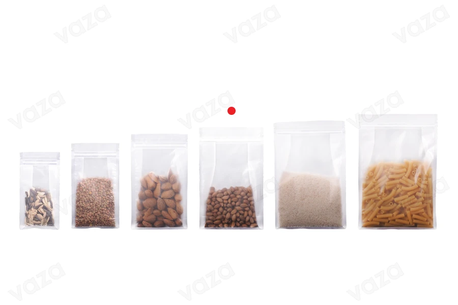 Σακουλάκια τύπου Doy Pack διάφανα με κλείσιμο "zip" και δυνατότητα σφράγισης με θερμοκόλληση 160x80x260 mm - 50 τμχ Σακουλάκια τύπου Doy Pack διάφανα με κλείσιμο "zip" και δυνατότητα σφράγισης με θερμοκόλληση 160x80x260 mm - 50 τμχ-