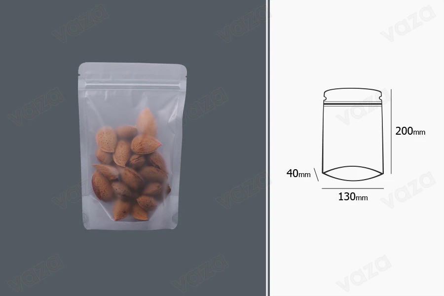 Σακουλάκια τύπου Doy Pack διάφανα με κλείσιμο "zip" και δυνατότητα σφράγισης με θερμοκόλληση 130x40x200 mm - 50 τμχ-εικόνα_σύνθεση