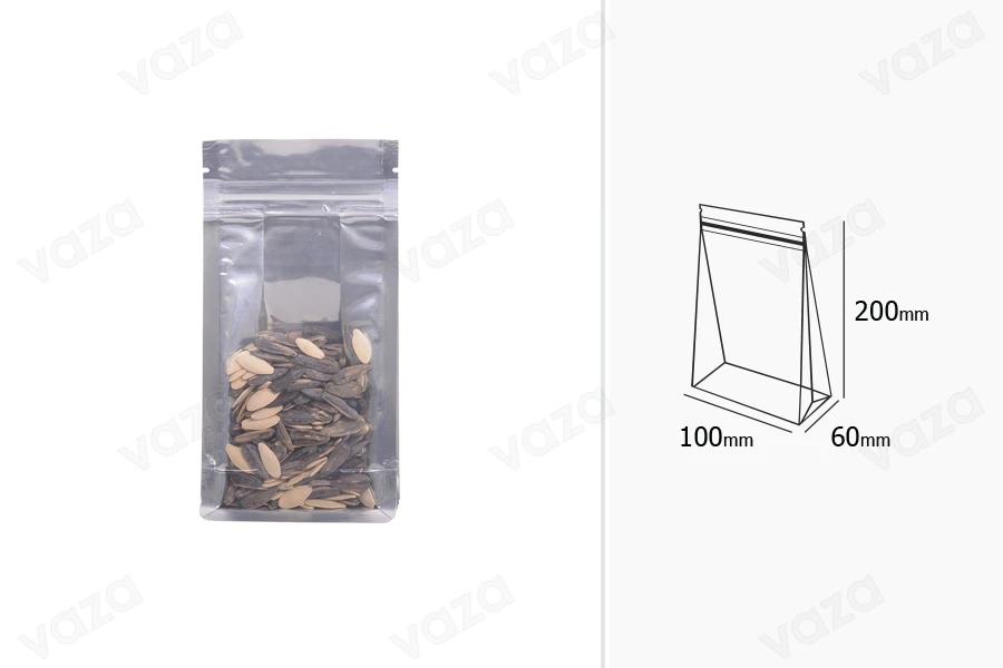 Σακουλάκια αλουμινίου τύπου Doy Pack, διάφανα με κλείσιμο "zip" και δυνατότητα σφράγισης με θερμοκόλληση 100x60x200 mm - 50 τμχ Σακουλάκια αλουμινίου τύπου Doy Pack, διάφανα με κλείσιμο "zip" και δυνατότητα σφράγισης με θερμοκόλληση 100x60x200 mm - 50 τμχ-εικόνα_σύνθεση