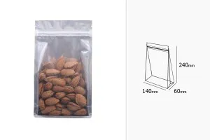 Σακουλάκια αλουμινίου τύπου Doy Pack, διάφανα με κλείσιμο "zip" και δυνατότητα σφράγισης με θερμοκόλληση 140x60x240 mm - 50 τμχ-3