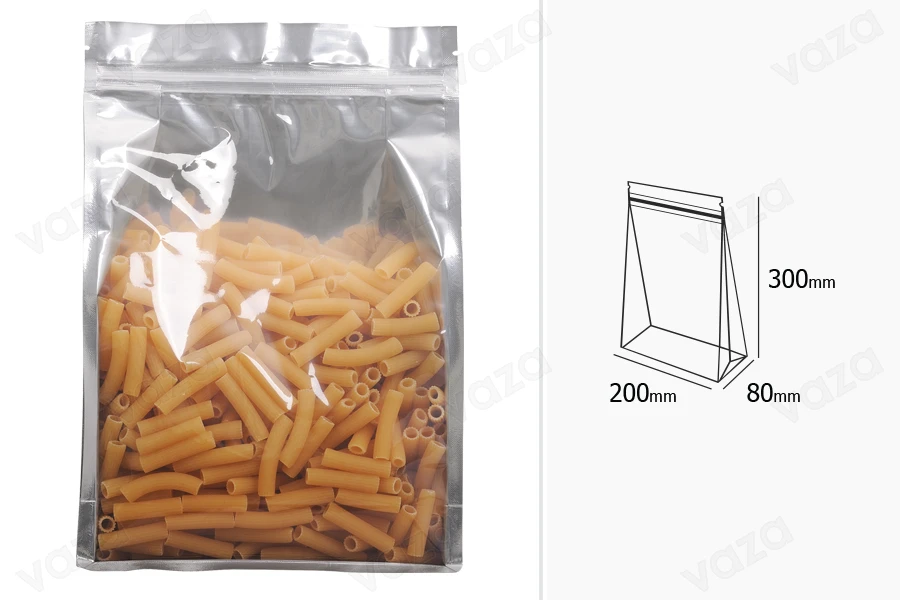Σακουλάκια αλουμινίου τύπου Doy Pack, διάφανα με κλείσιμο "zip" και δυνατότητα σφράγισης με θερμοκόλληση 200x80x300 mm - 50 τμχ Σακουλάκια αλουμινίου τύπου Doy Pack, διάφανα με κλείσιμο "zip" και δυνατότητα σφράγισης με θερμοκόλληση 200x80x300 mm - 50 τμχ-εικόνα_σύνθεση