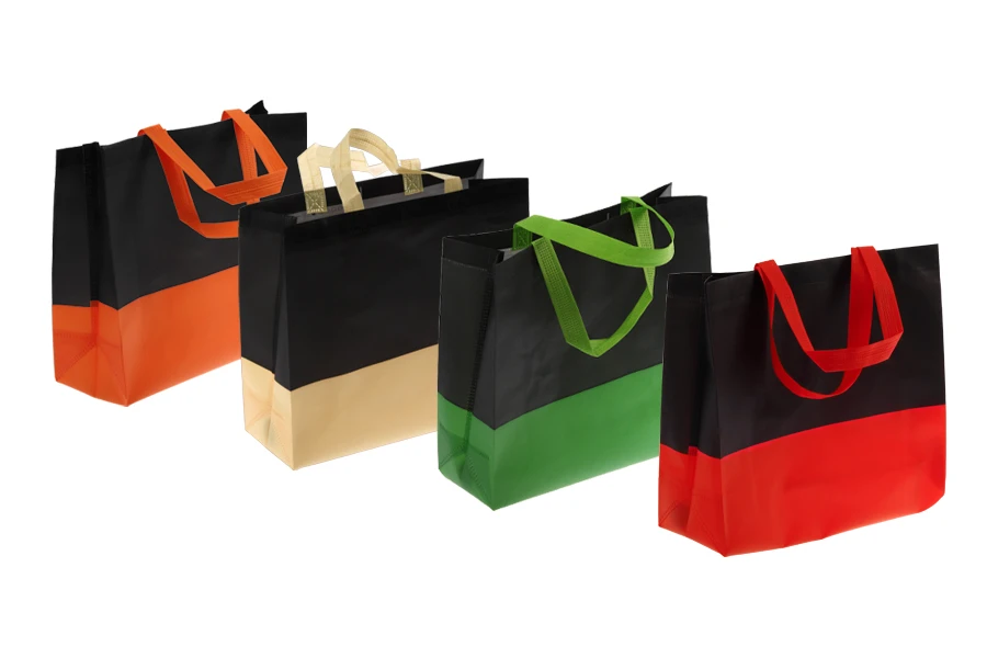 Umweltfreundliche, recycelbare Nonwoven Taschen mit Laminierung und Henkel 270x110x320 mm - 50 Stück